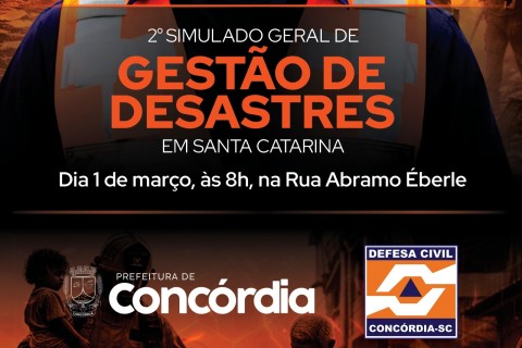 Segundo Simulado Geral de Desastres da Defesa Civil acontece neste domingo, 1